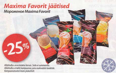 Maxima Favorit jäätised -25%