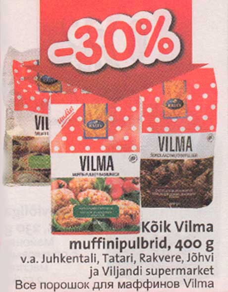 Kõik Vilma muffinipulbrid,400 g