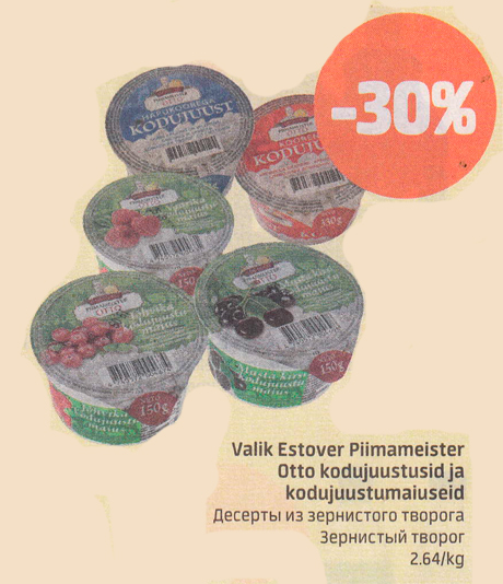 Valik Estover Piimameister Otto kodujuustusid ja kodujuustumaiuseid  -30%