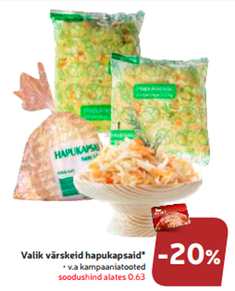 Valik värskeid hapukapsas* -20%

