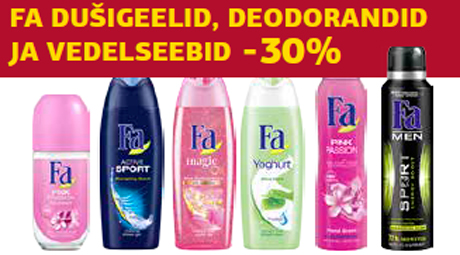 Fa dušigeelid, deodorandid ja vedelseebid -30%