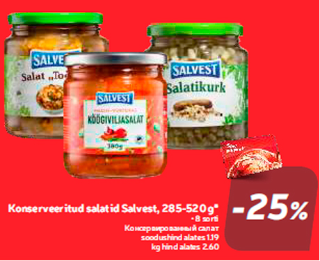 Konserveeritud salatid Salvest, 285-520 g* -25%