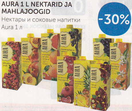 AURA 1 L NEKTARID JA MAHLAJOOGID  -30%