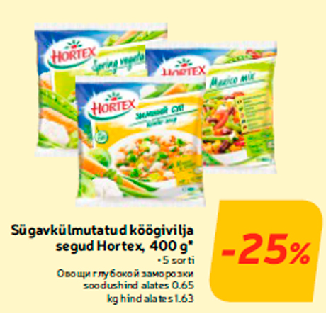 Sügavkülmutatud köögivilja segud Hortex, 400 g* -25%