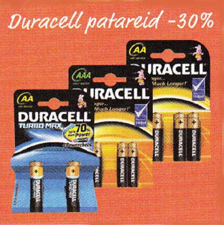 Duracell patareid -30%