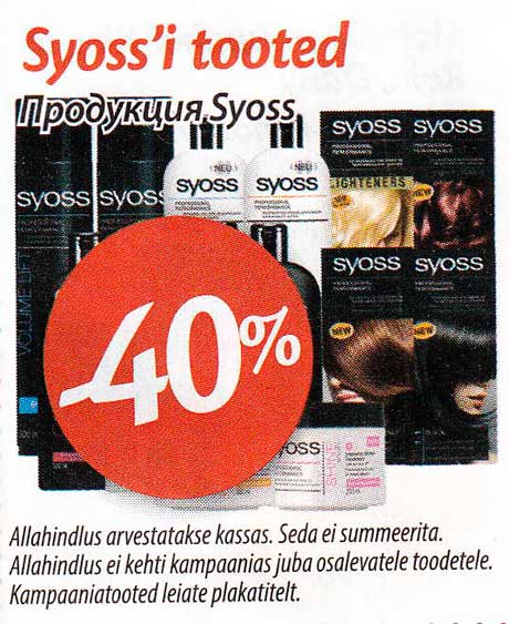 Syoss´i tooted  -40%