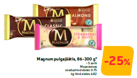 Magnum pulgajäätis, 86-300 g*  -25%