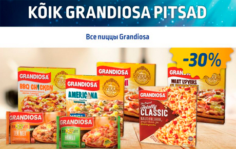 KÕIK GRANDIOSA PITSAD  -30%