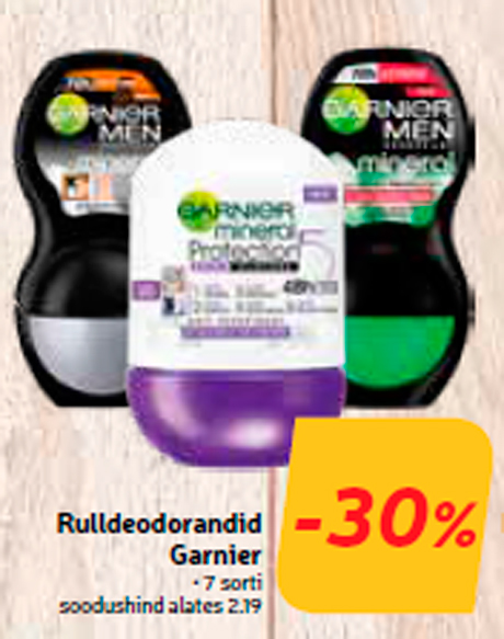 Rulldeodorandid Garnier  -30%
