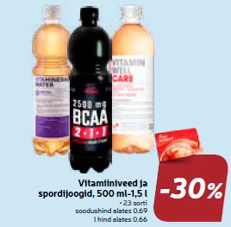 Vitamiiniveed ja spordijoogid, 500 ml-1,5  -30%