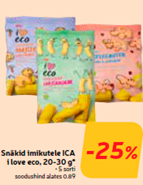 Snäkid imikutele ICA i love eco, 20-30 g*  -25%
