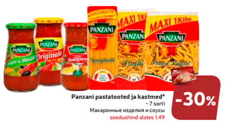 Panzani pastatooted ja kastmed*  -30%