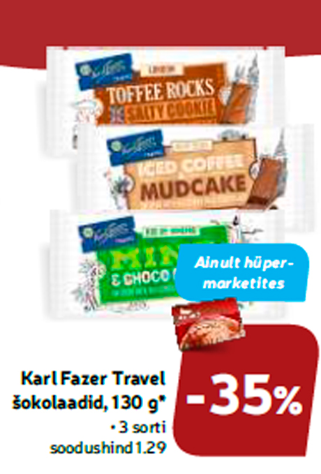 Karl Fazer Travel šokolaadid, 130 g*  -35%