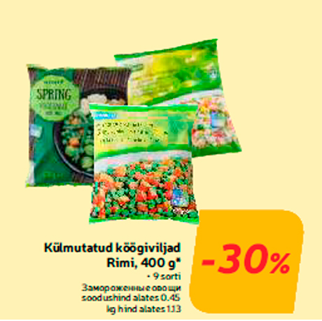 Külmutatud köögiviljad Rimi, 400 g*  -30%