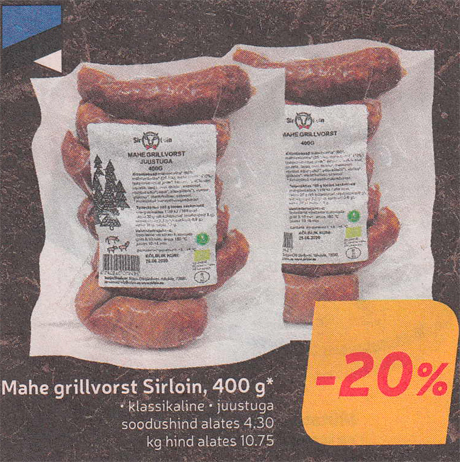Mahe grillvorst Sirloin, 400 g*  -20%

