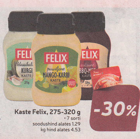 Kaste Felix, 275-320 g  -30%
