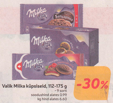 Valik Milka küpsiseid, 112-175 g  -30%
