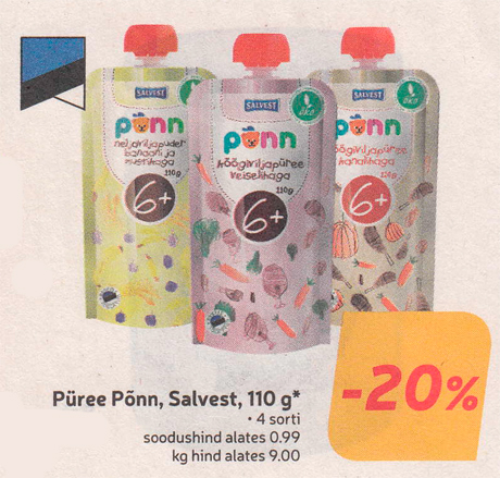 Püree Põnn, Salvest, 110 g*  -20%
