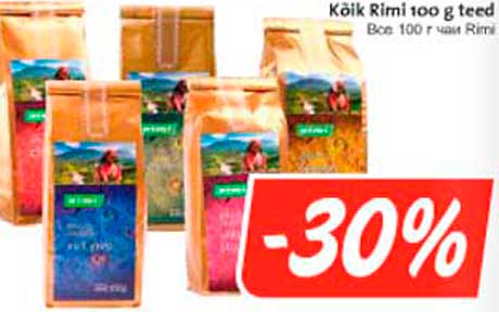 Kõik Rimi 100 g teed -30%
