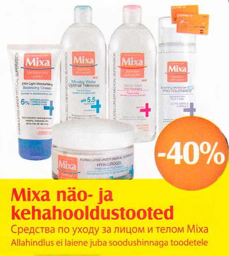 Mixa näo- ja kehahooldustooted  -40%