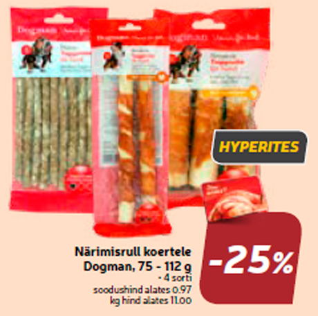 Närimisrull koertele Dogman, 75 - 112 g -25%