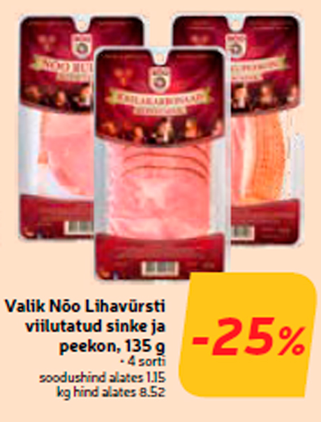 Valik Nõo Lihavürsti viilutatud sinke ja peekon, 135 g -25%