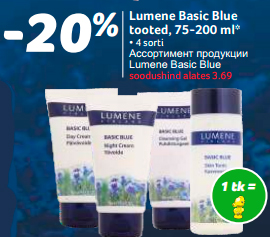 Lumene Basic Blue tooted, 75-200 ml*  -20%