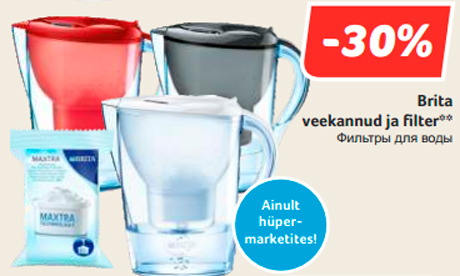 Brita  veekannud ja filter**  -30%
