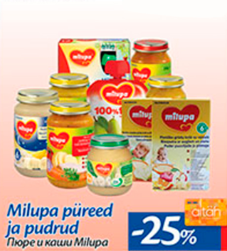 Milupa püreed ja pudrud  -25%