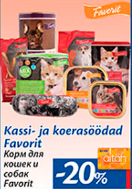 Kassi- ja koerasöödad Favorit -20%