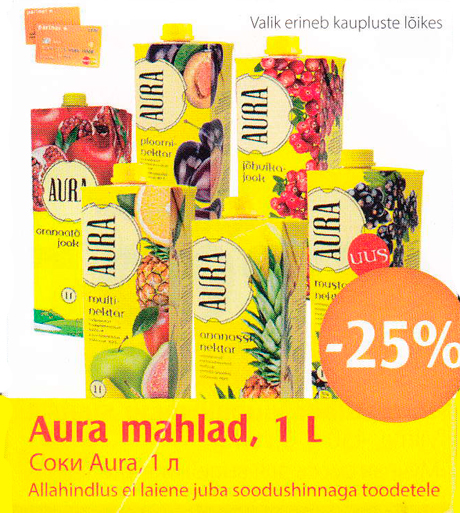 Aura mahlad, 1 l -25%