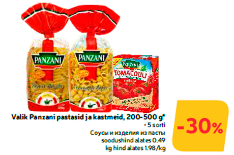 Valik Panzani pastasid ja kastmeid, 200-500 g*  -30%