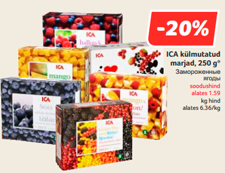 ICA külmutatud marjad, 250 g*  -20%