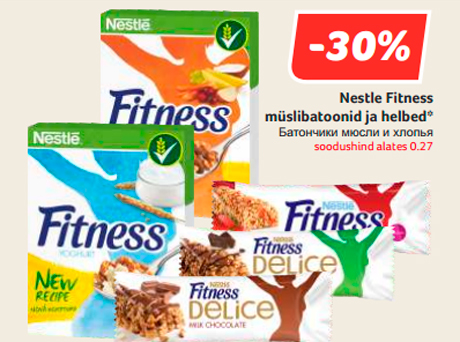 Nestle Fitness müslibatoonid ja helbed*  -30%