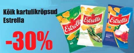 Kõik kartulikrõpsud Estrella -30%