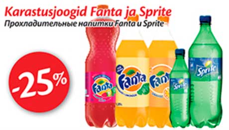 Karastusjoogid Fanta ja Sprite -25%