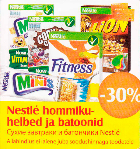 Nestle hommikuhelbed ja batoonid  -30%