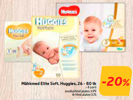 Mähkmed Elite Soft, Huggies, 26 - 80 tk  -20%
