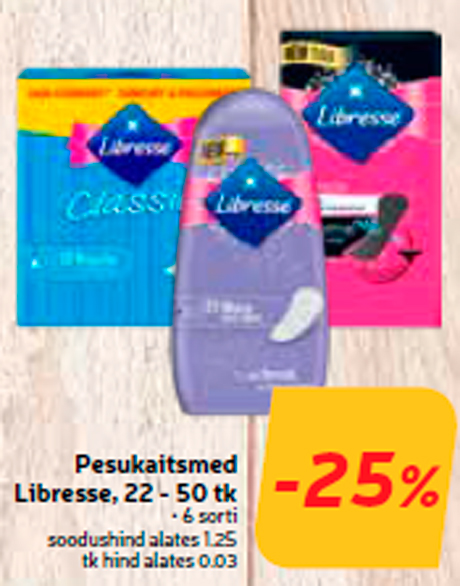 Pesukaitsmed Libresse, 22 - 50 tk  -25%
