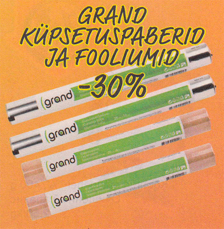 GRAND KÜPSETUSPABERID JA FOOLIUMID  -30%