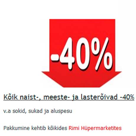 Naist-, meeste- ja lasterõivad -40%