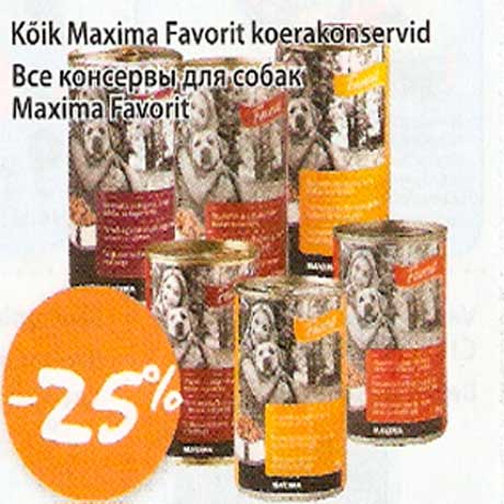 Maxina Favorit koerakonservid -25%