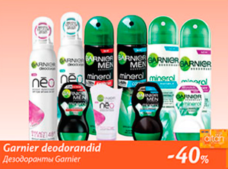 Garnier deodorandid  -40%