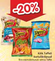 Kõik Taffeli kartulikrõpsud -20%