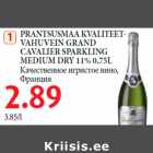 PRANTSUSMAA KVALITEETVAHUVEIN GRAND CAVALIER SPARKLING MEDIUM DRY 11% 0,75L