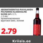 AROMATISEERITUD PUUVILJAVEIN PÕLTSAMAA KLASSIKALINE
GLÖGG 14% 0,7L 