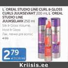 Allahindlus - L´OREAL STUDIO LINE CURL & GLOSS CURLS JUUKSEVAHT 200 ml, L´OREAL  STUDIO LINE JUUKSELAKK 250 ml