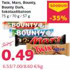 Allahindlus - Twix, Mars, Bounty,
Bounty Dark,
šokolaadibatoon