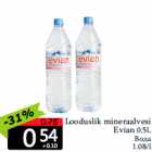 Allahindlus - Looduslik mineraalvesi
Evian 0,5L
