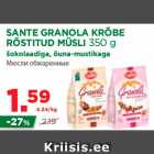 Allahindlus - SANTE GRANOLA KRÕBE
RÖSTITUD MÜSLI 350 g